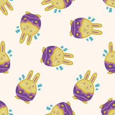 easter rabbit cartoon seamless pattern background N22