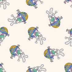 easter rabbit cartoon seamless pattern background N24