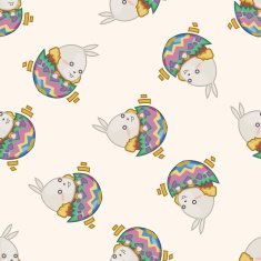 easter rabbit cartoon seamless pattern background N27