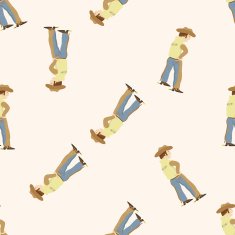 cowboy cartoon seamless pattern background N25
