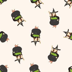 witch cartoon seamless pattern background N12