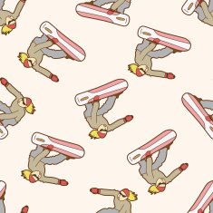 Extreme Sports cartoon seamless pattern background N53