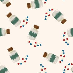 pills cartoon seamless pattern background