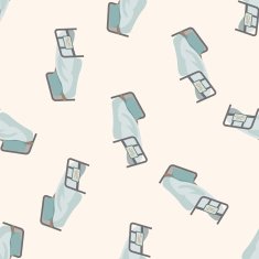 Sickbed cartoon seamless pattern background N3