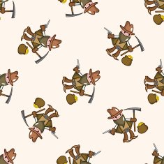 cowboy cartoon seamless pattern background N29