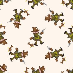 cowboy cartoon seamless pattern background N30
