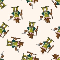 cowboy cartoon seamless pattern background N31