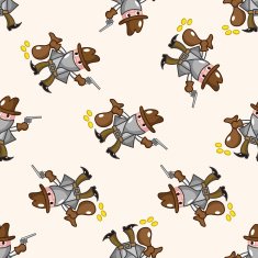 cowboy cartoon seamless pattern background N32