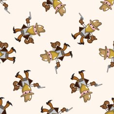 cowboy cartoon seamless pattern background N34