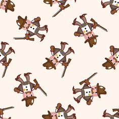 cowboy cartoon seamless pattern background N35