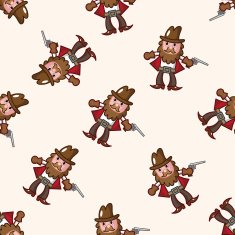 cowboy cartoon seamless pattern background N36