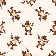 cowboy cartoon seamless pattern background N37