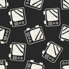 microwaves doodle drawing seamless pattern background N2