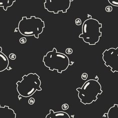 Piggybank doodle drawing seamless pattern background N2
