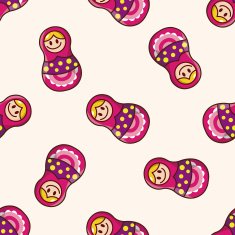 Matryoshka Russian traditional wooden doll cartoon seamless pattern background N49