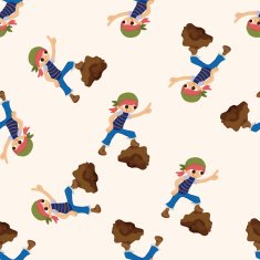 pirate cartoon seamless pattern background N43