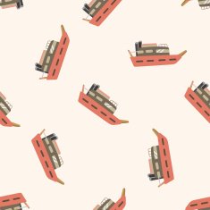 Transportation boat cartoon seamless pattern background N58