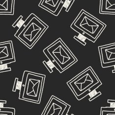 computer mail doodle drawing seamless pattern background N2