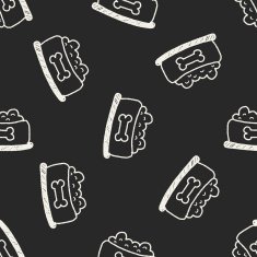 dog food doodle drawing seamless pattern background N2