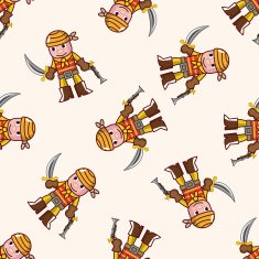 pirate cartoon seamless pattern background N49