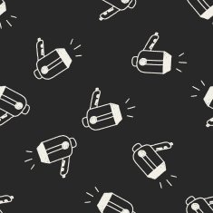 Hair dryer doodle drawing seamless pattern background N2