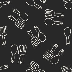 tableware doodle drawing seamless pattern background N2