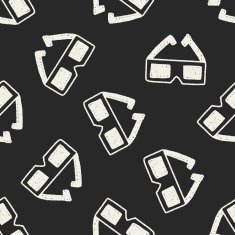 3D glassess doodle drawing seamless pattern background N2