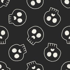 skull doodle drawing seamless pattern background N2