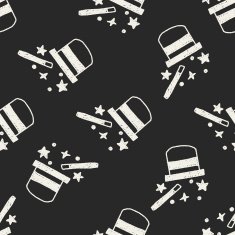 magic hat doodle drawing seamless pattern background N2