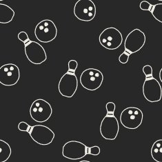 bowling doodle drawing seamless pattern background N2