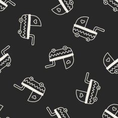baby stroller doodle drawing seamless pattern background N2