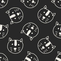 animal cat doodle drawing seamless pattern background N2