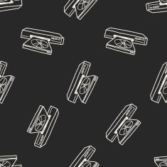 Doodle Disc player seamless pattern background N2