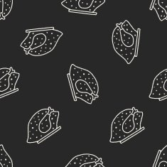 Doodle Turkey meal seamless pattern background N2