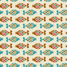 Seamless decorative pattern with ornamental fishes
