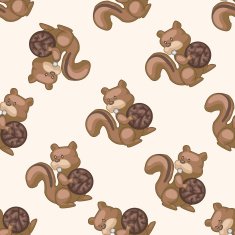 animal squirrel cartoon seamless pattern background N2