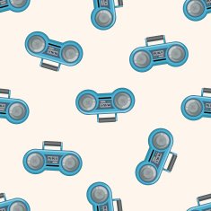 radio cartoon seamless pattern background N41