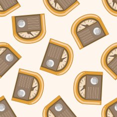 radio cartoon seamless pattern background N43