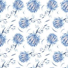 Indigo Floral Watercolor Pattern N2