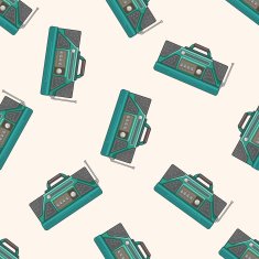 radio cartoon seamless pattern background N47