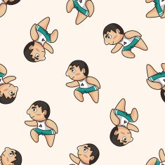 basketball player cartoon seamless pattern background N13
