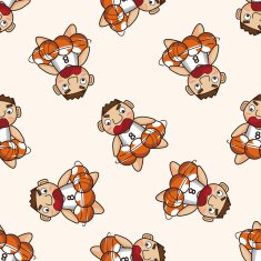 basketball player cartoon seamless pattern background N16
