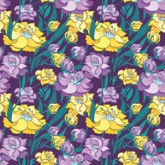 Purple and Yellow Peony Vector Pattern
