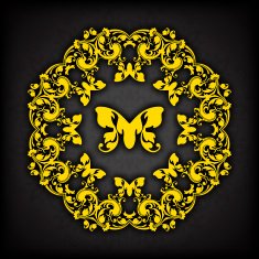 Abstract vector circle floral ornamental border Lace pattern design White N12