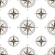 Wind rose compass vintage vector symbols seamless pattern