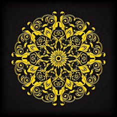 Abstract vector circle floral ornamental border Lace pattern design White N14