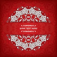 Abstract vector circle floral ornamental border Lace pattern design White N31