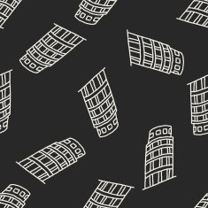 doodle Leaning Tower of Pisa seamless pattern background N2
