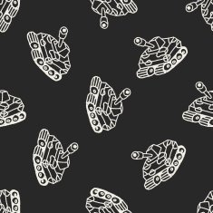 Doodle Tank seamless pattern background N2