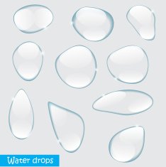 Realistic Water Drops Set On Transparent Background Vector Illus N3